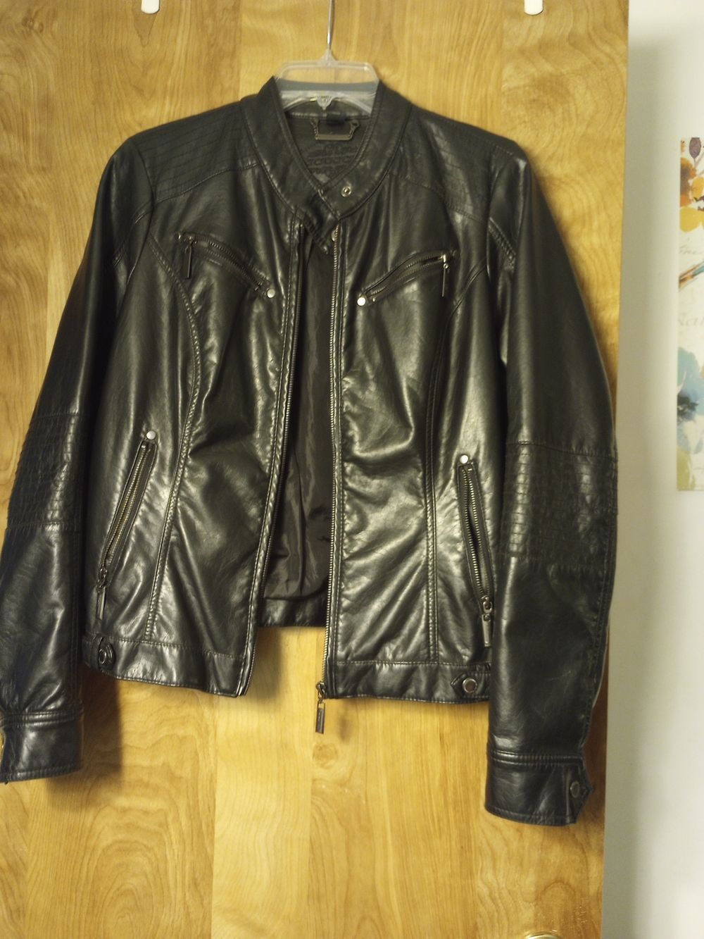 Jou Jou Black Leather Bomber Jacket